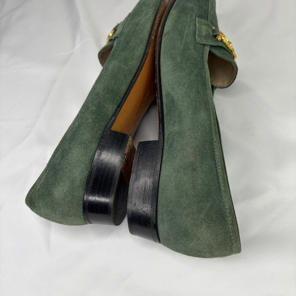 Salvatore Ferragamo Penny Loafers Women’s Green Suede Size 8B Made in Italy - Picture 5 of 9